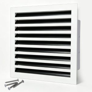 18x18 Modern AC Vent Cover – Decorative Air Vent Register Grille, Linear Slot Diffuser, Adjustable Airflow, Quiet Operation, HVAC Vent Cover for Ceiling, Wall & Floor, White Aluminum Alloy