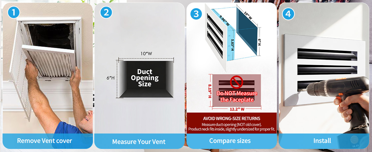 How to measure a 10x6 vent opening
