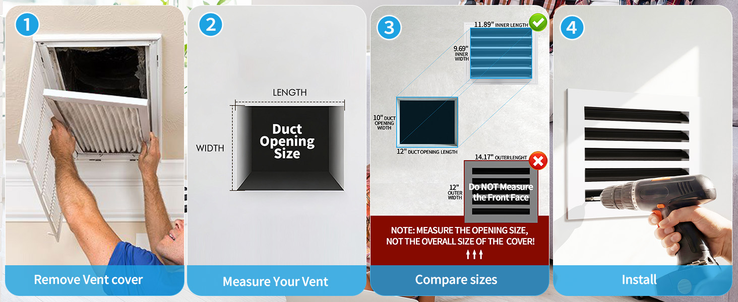 How to measure a 12x10 vent opening