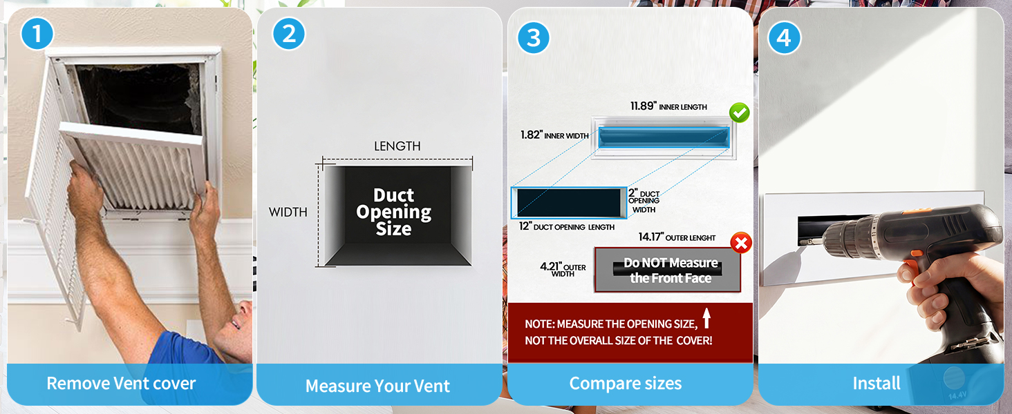 How to measure a 12x2 vent opening