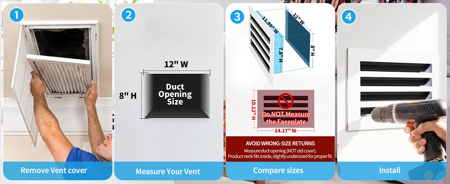 How to measure a 12x8 vent opening
