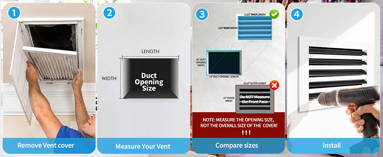 How to measure a 14x10 vent opening