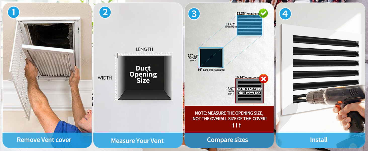 How to measure a 14x12 vent opening