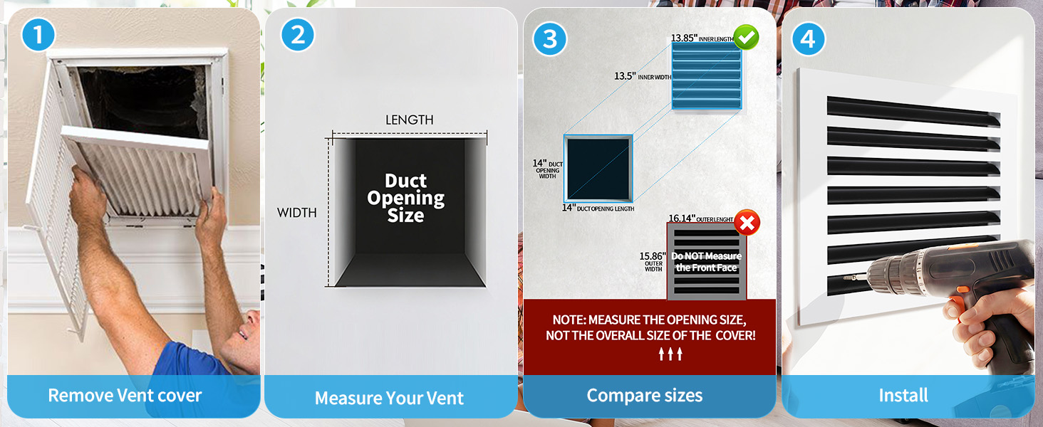 How to measure a 14x14 vent opening