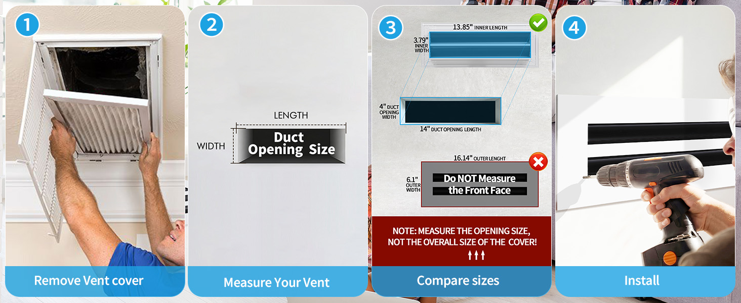 How to measure a 14x4 vent opening