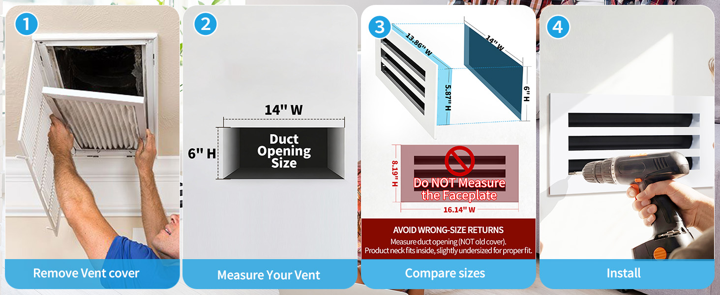 How to measure a 14x6 vent opening