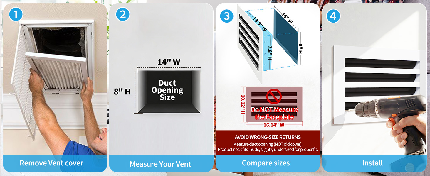 How to measure a 14x8 vent opening