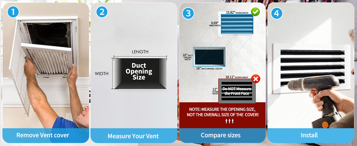 How to measure a 16x10 vent opening