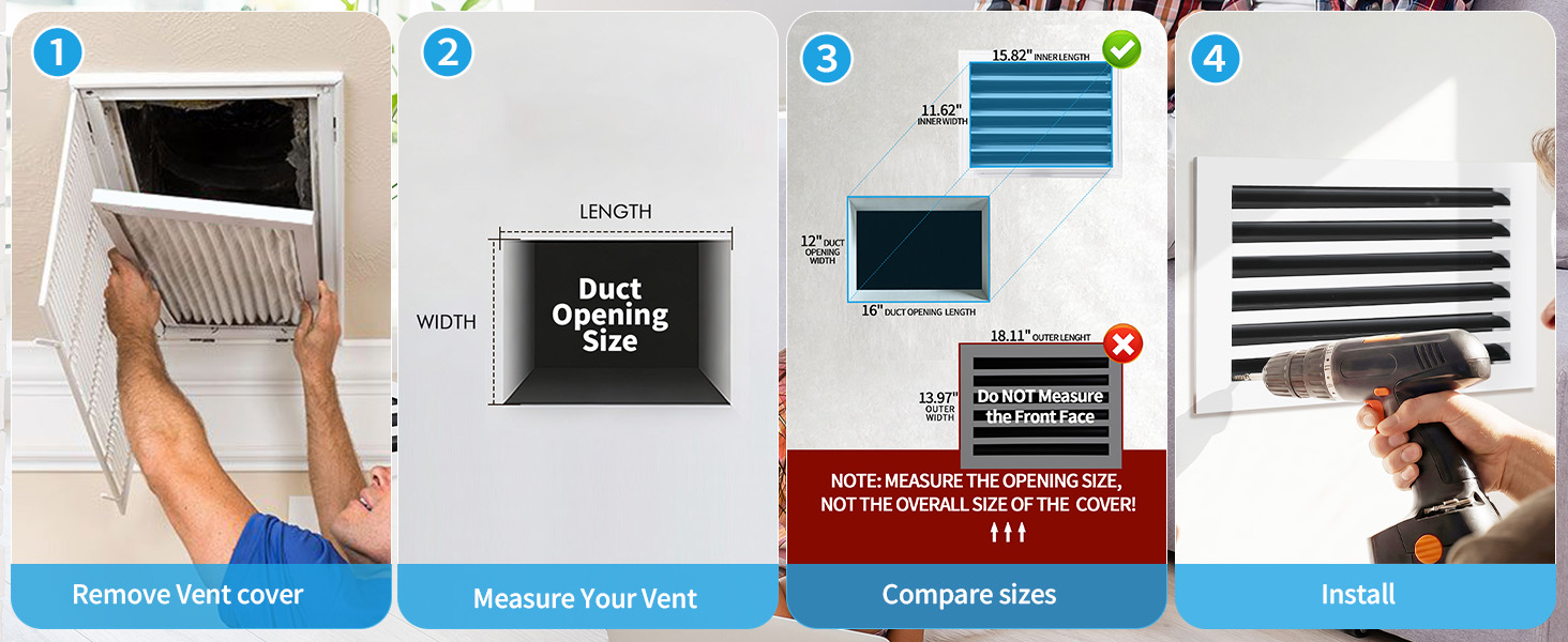 How to measure a 16x12 vent opening