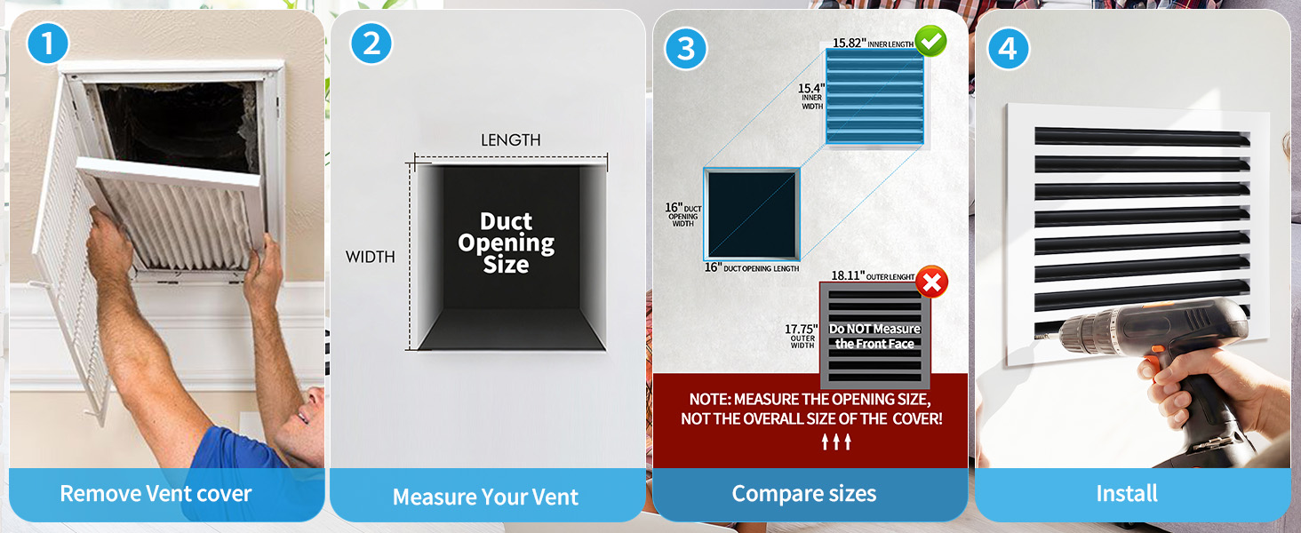 How to measure a 16x16 vent opening