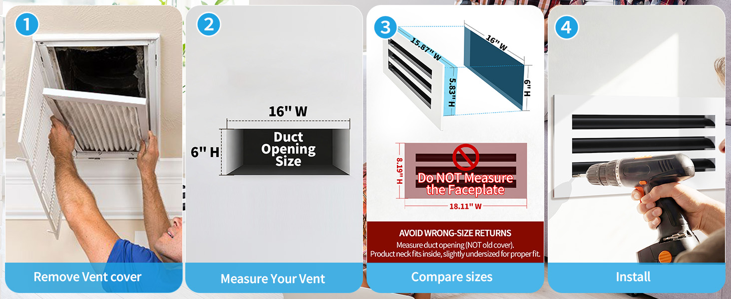 How to measure a 16x6 vent opening