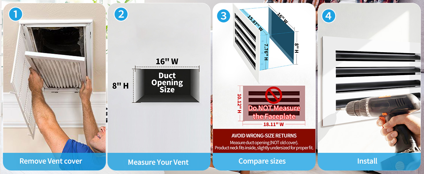 How to measure a 16x8 vent opening