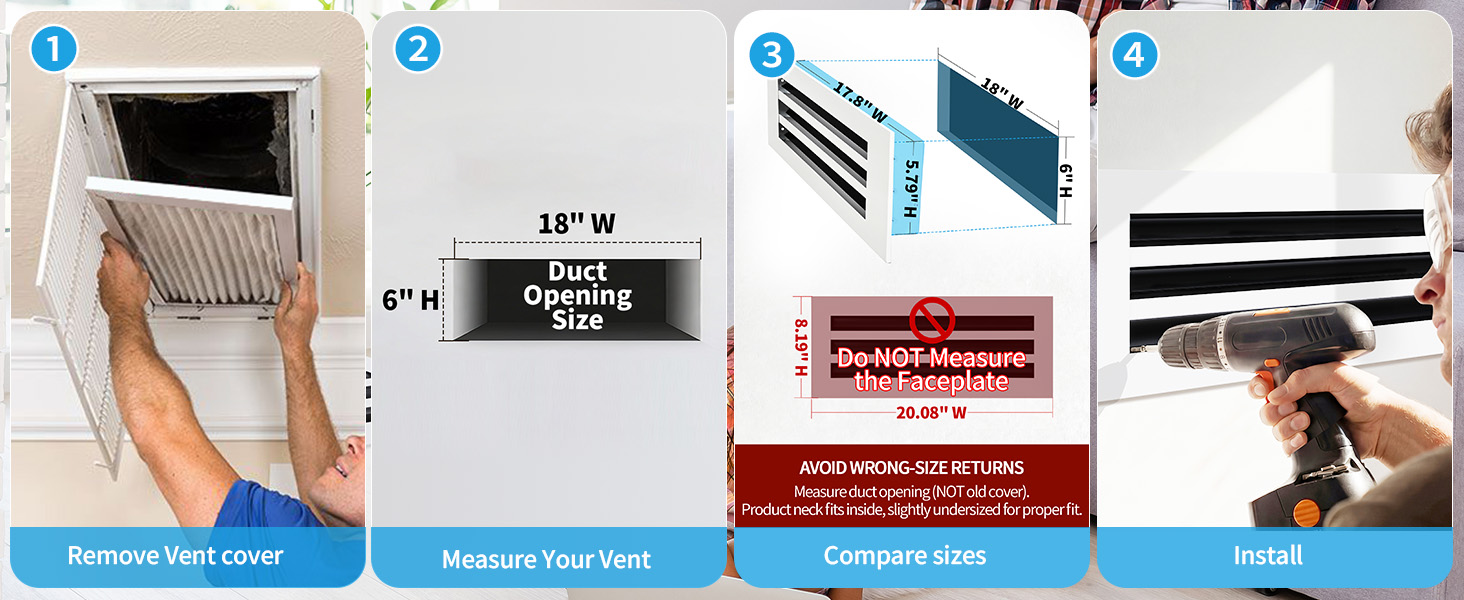How to measure a 18x6 vent opening