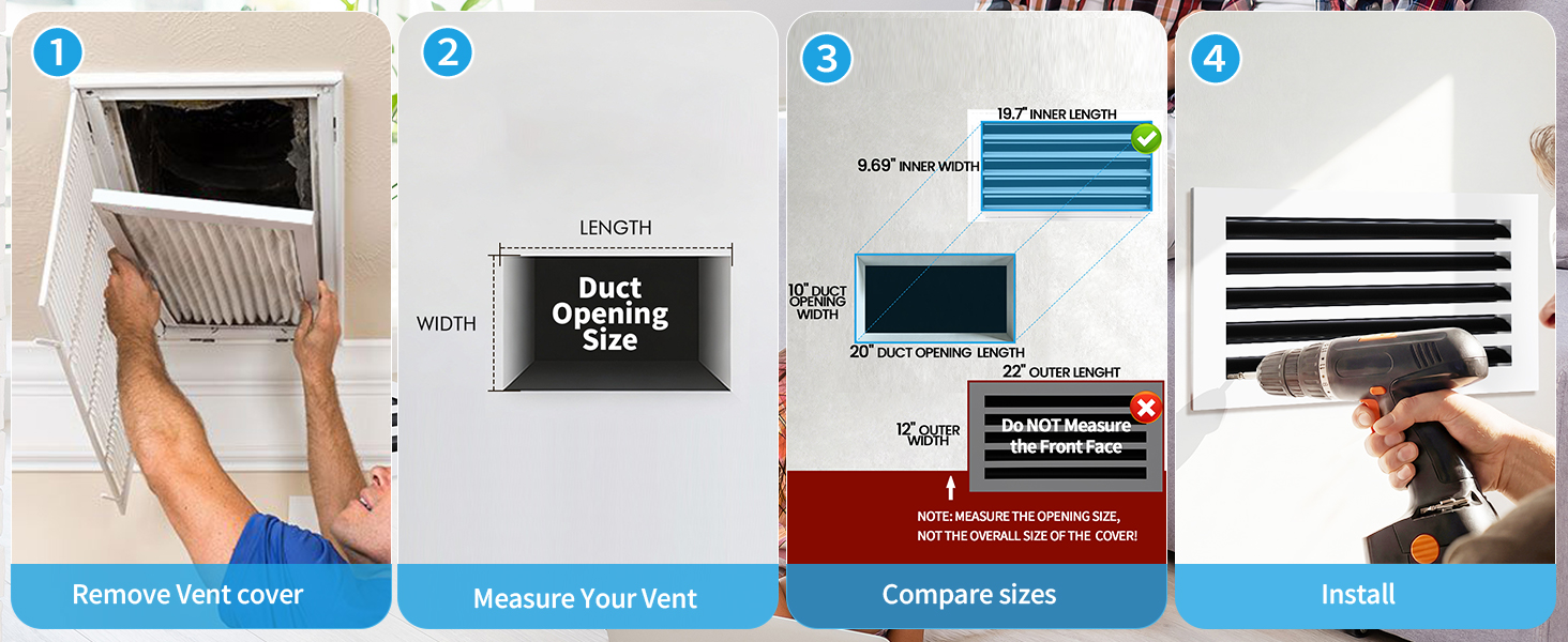 How to measure a 20x10 vent opening