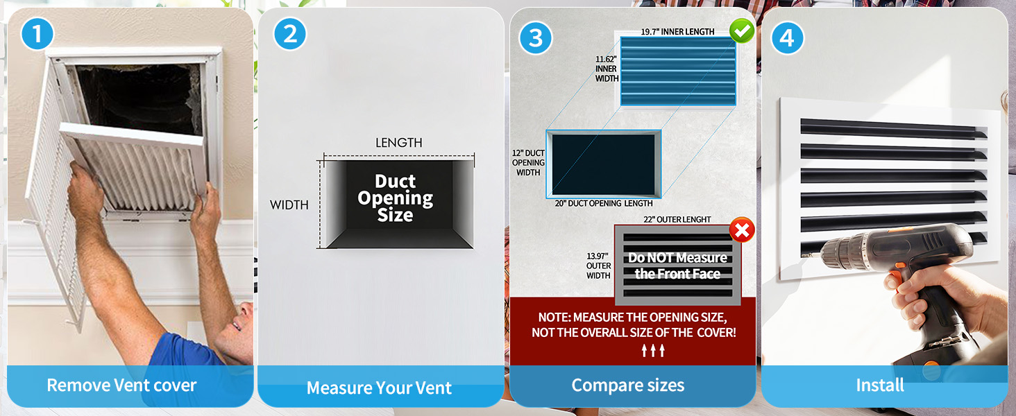 How to measure a 20x12 vent opening