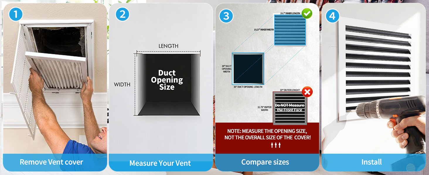 How to measure a 20x20 vent opening