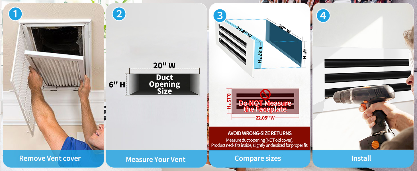 How to measure a 20x6 vent opening