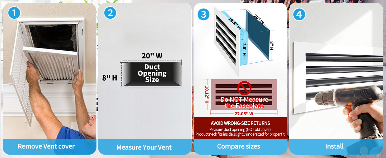 How to measure a 20x8 vent opening