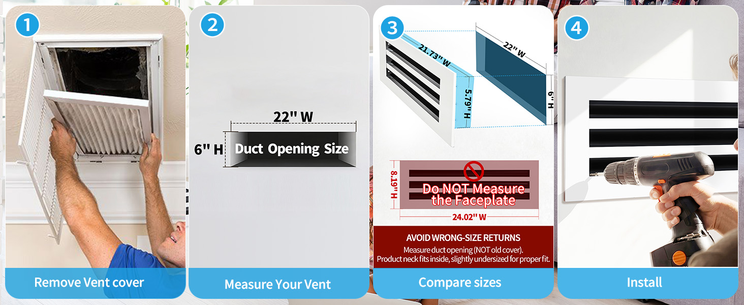 How to measure a 22x6 vent opening
