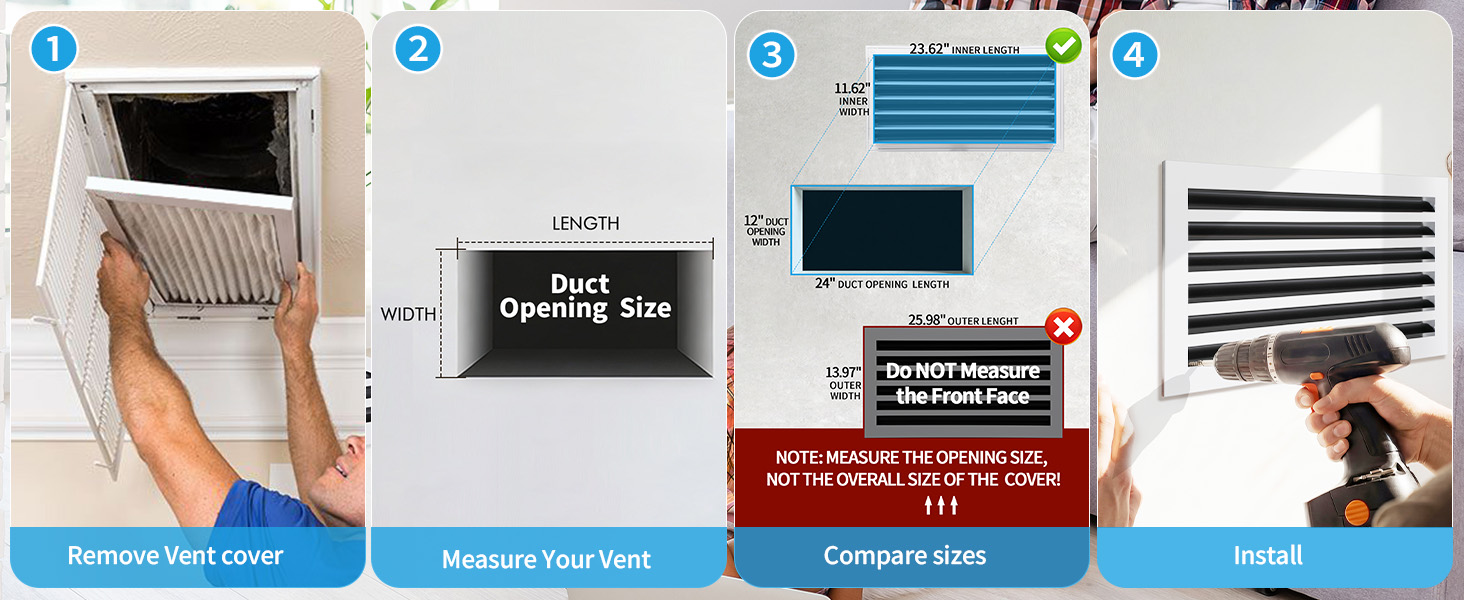 How to measure a 24x12 vent opening