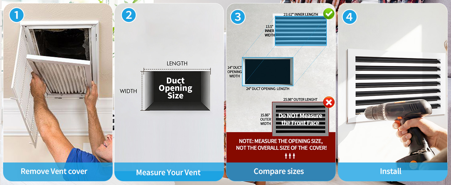 How to measure a 24x14 vent opening