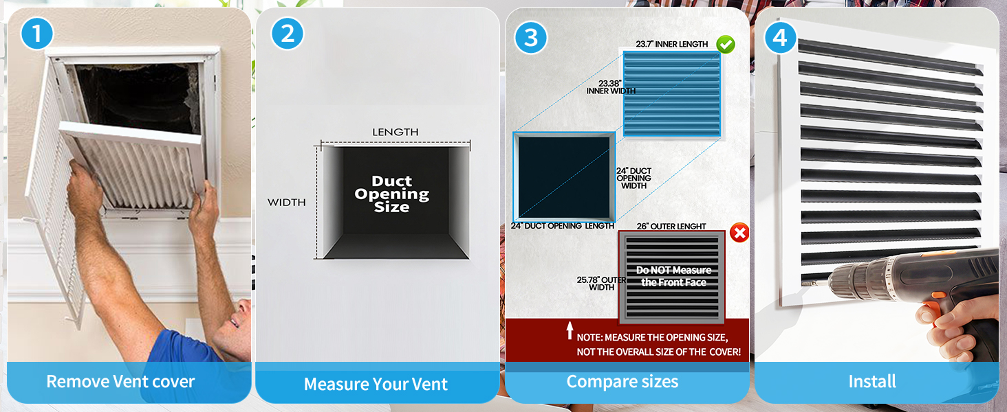 How to measure a 24x24 vent opening
