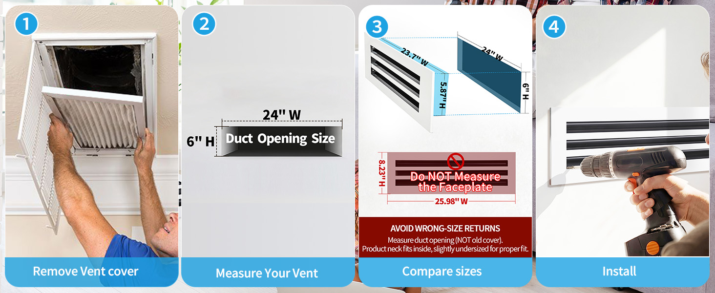 How to measure a 24x6 vent opening