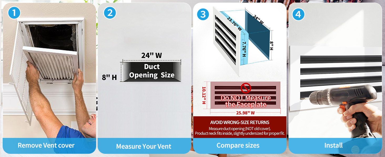 How to measure a 24x8 vent opening