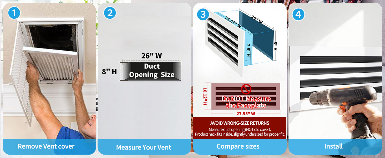 How to measure a 26x8 vent opening