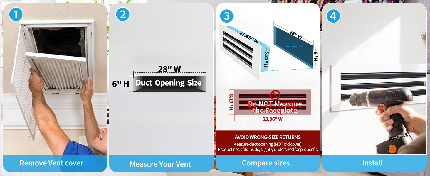 How to measure a 28x6 vent opening