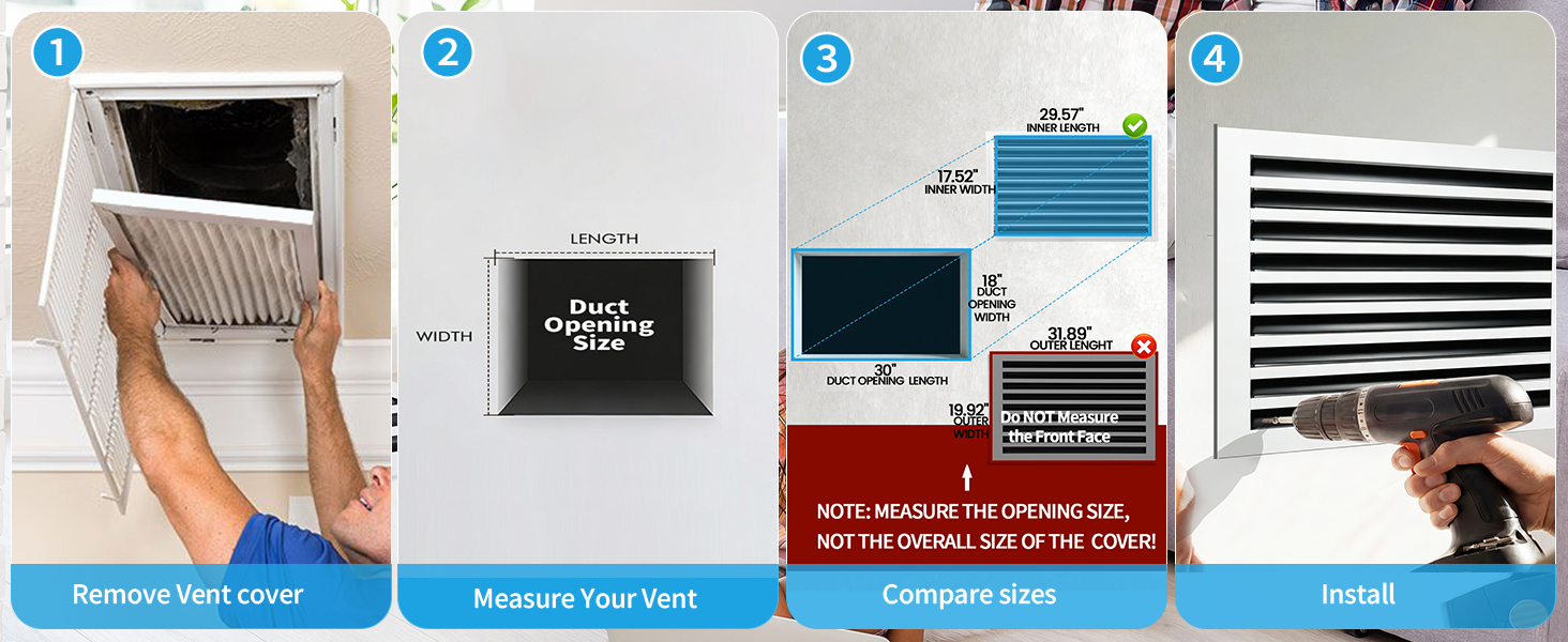 How to measure a 30x18 vent opening