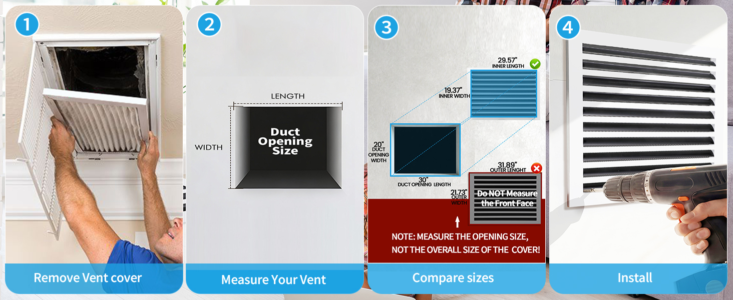 How to measure a 30x20 vent opening
