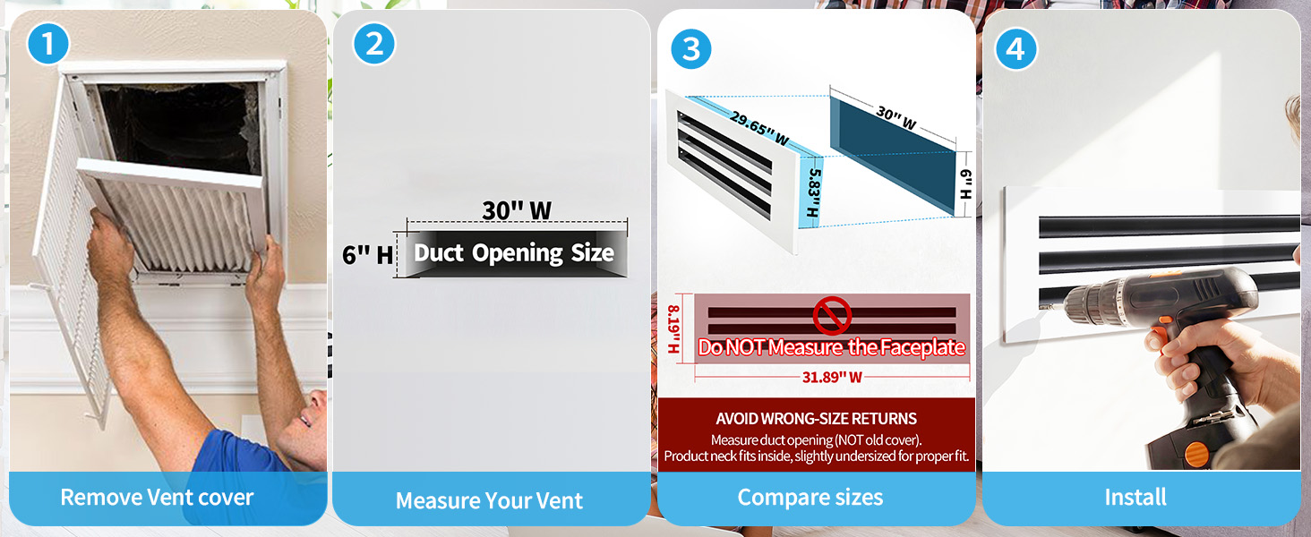 How to measure a 30x6 vent opening