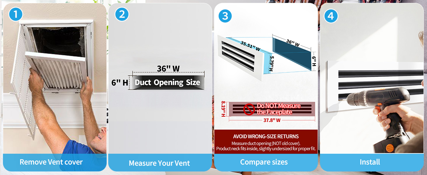 How to measure a 36x6 vent opening