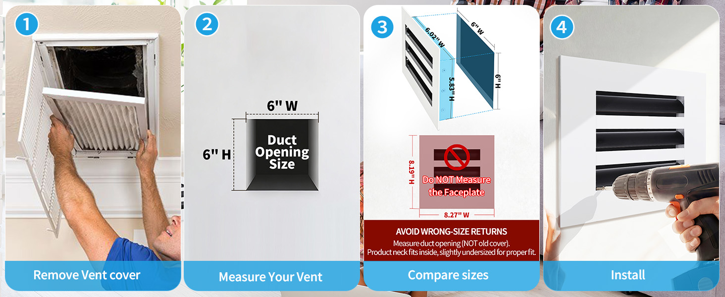 How to measure a 6x6 vent opening