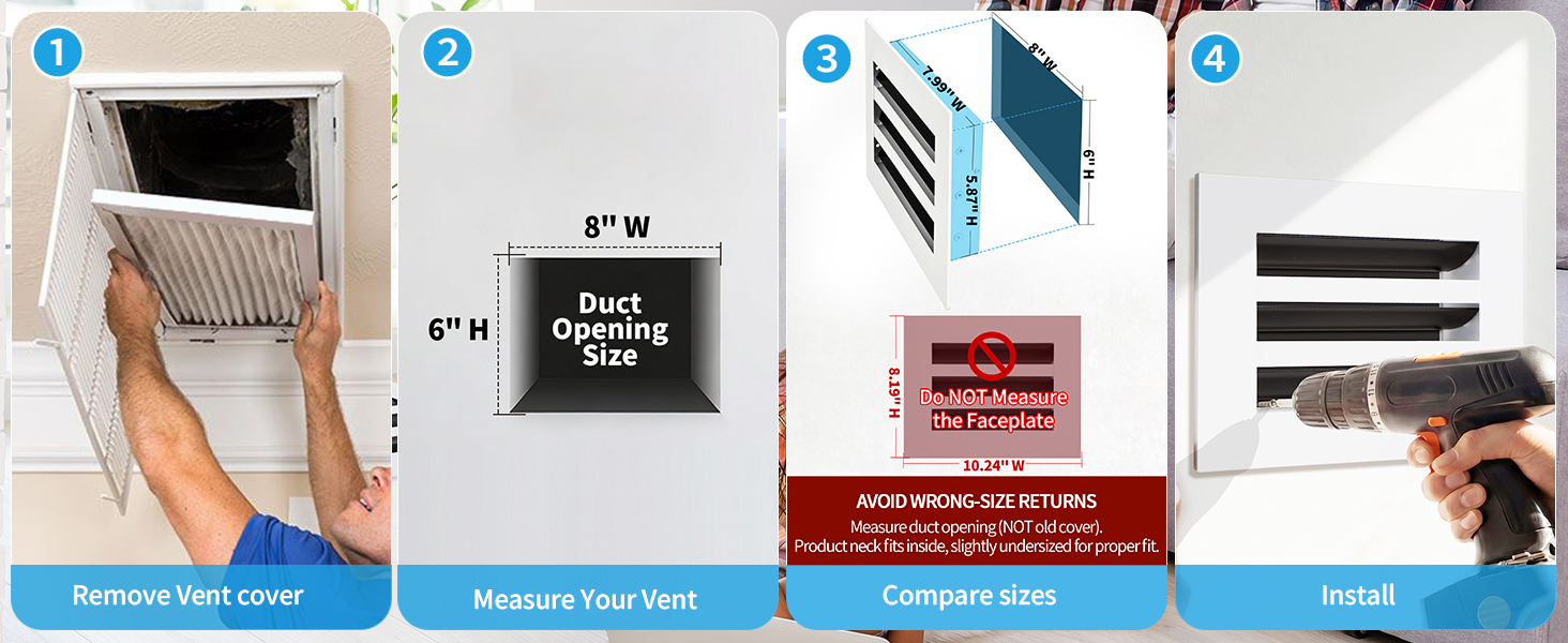 How to measure a 8x6 vent opening
