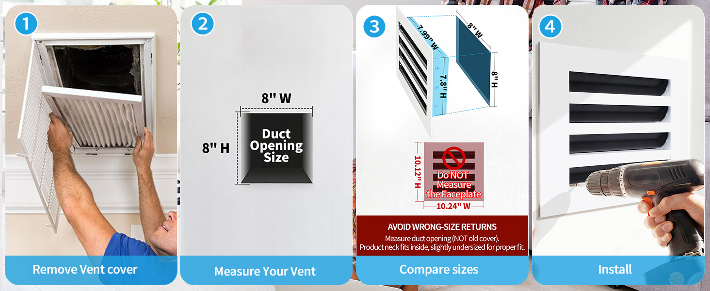 How to measure a 8x8 vent opening